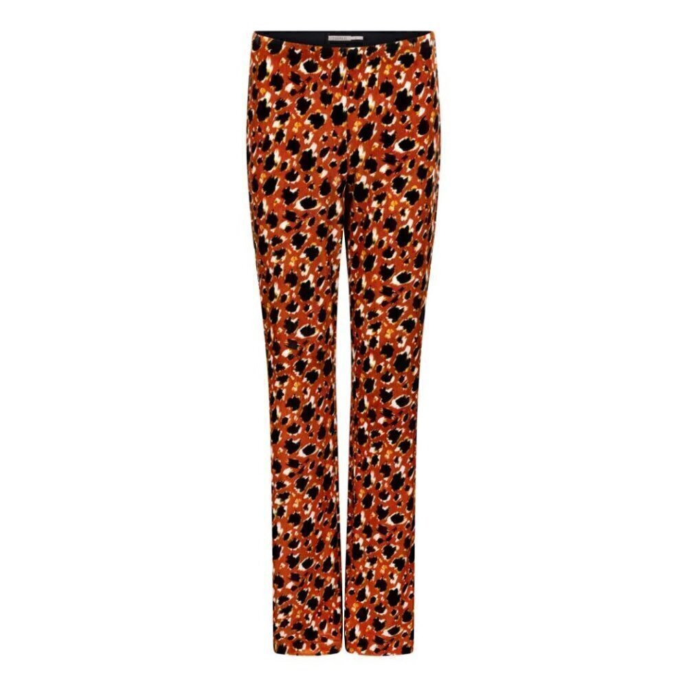 NWT ESQUALO Orange Velvet Leopard Flared Pants